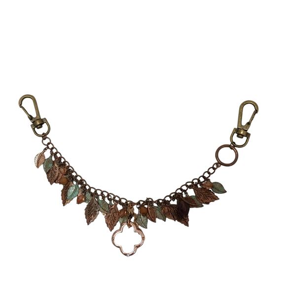 Luxe Family Tree 10" Bag Chain Charm Leaves Autumn Bronze Rustic Artsy Bohemian - Picture 9 of 11